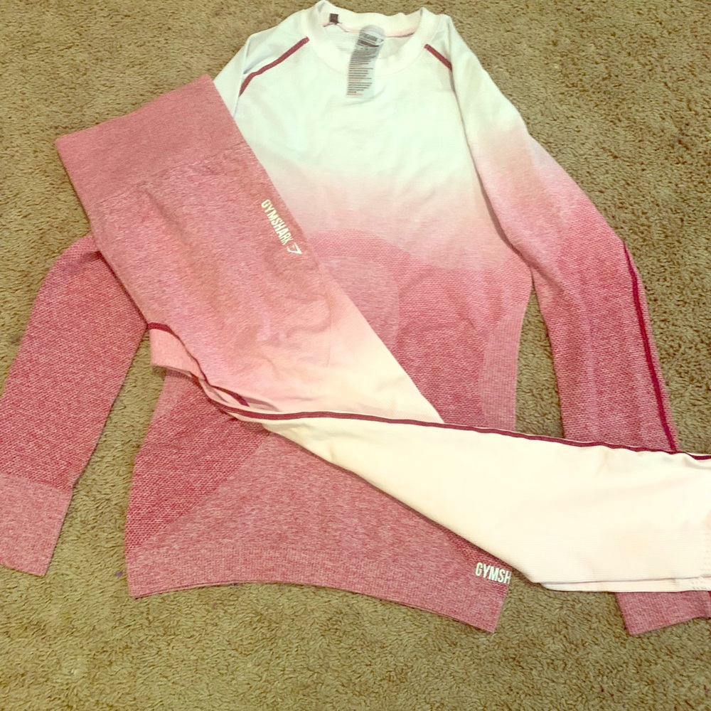 Gymshark pink/beet ombré seamless outfit